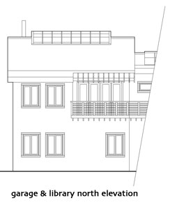 garage & library north elevation